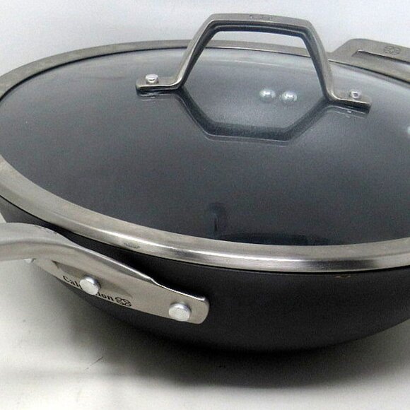 Calphalon 12" Wok with Cover Signature Hard-Anodized Nonstick 2nd Helper Handle